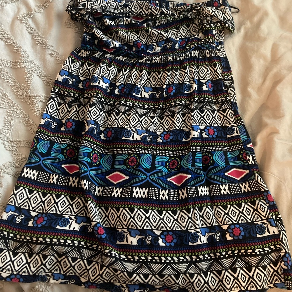 Strapless print dress
